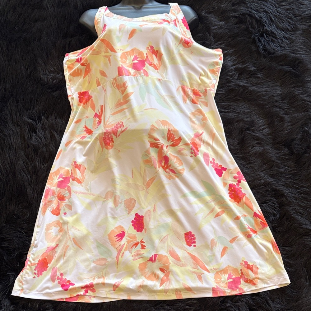 Columbia Dress - White, Coral & Mint